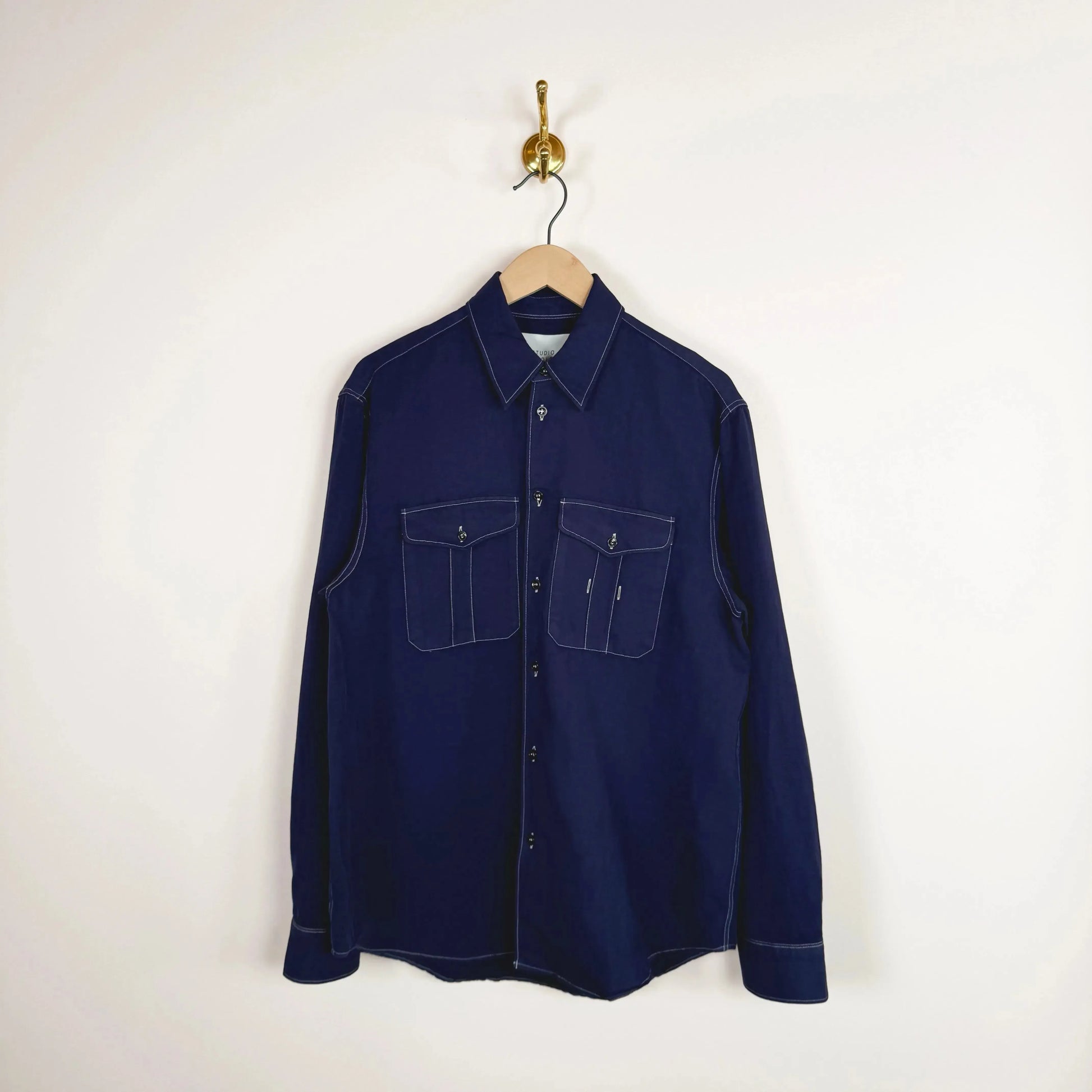 Louro Shirt in Indigo-Tops-Studio Nicholson-eugenienewport