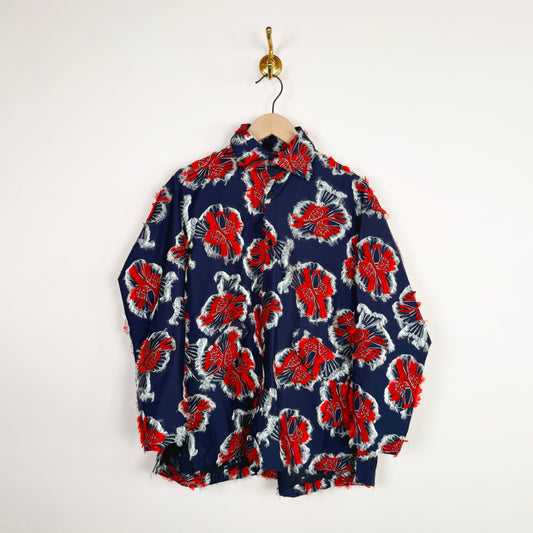 Love You Blouse in Red Navy Birdy