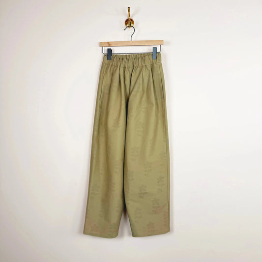Luce Easy Trouser in Khaki Flower-Pants-Eleph-eugenienewport