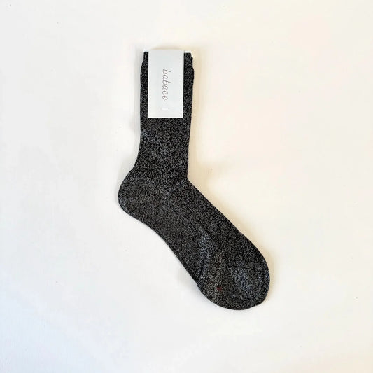 Lurex Fine Ribbed Socks in Black-Accessory-Babaco-eugenienewport