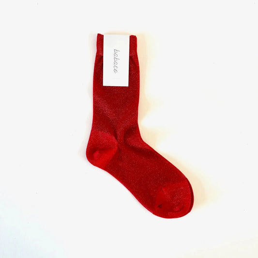 Lurex Sheer Socks in Red-Accessory-Babaco-eugenienewport