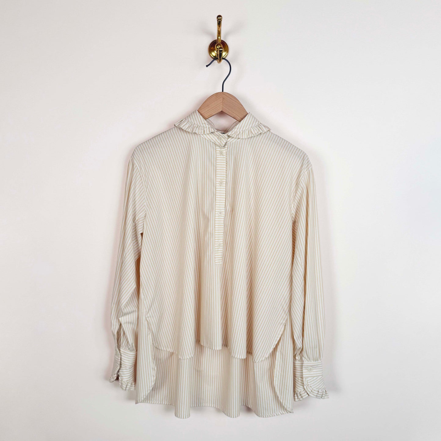 Lydbrook Shirt in Camel / Ecru Japanese Striped Cotton