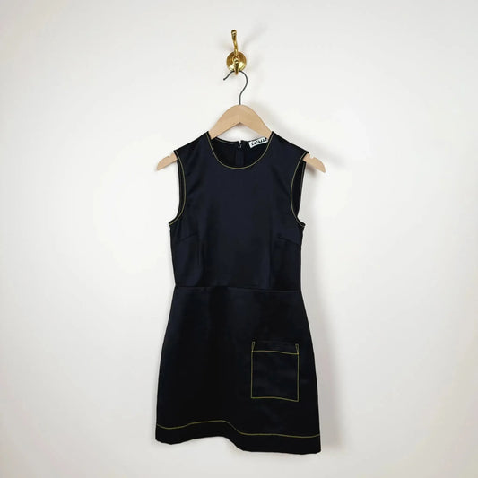 Mini Dress with Front and Back Patch Pockets in Black-Dresses-KasMaria-eugenienewport