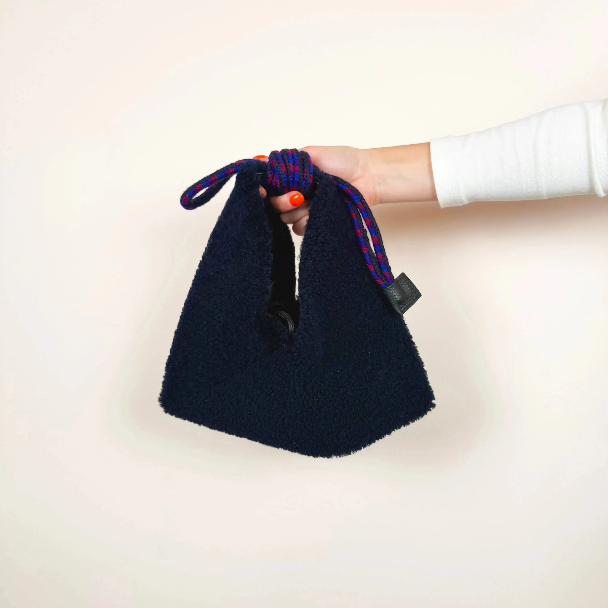 Origami Bag in Curly Navy with Cobalt-Accessories-Guanabana-eugenienewport
