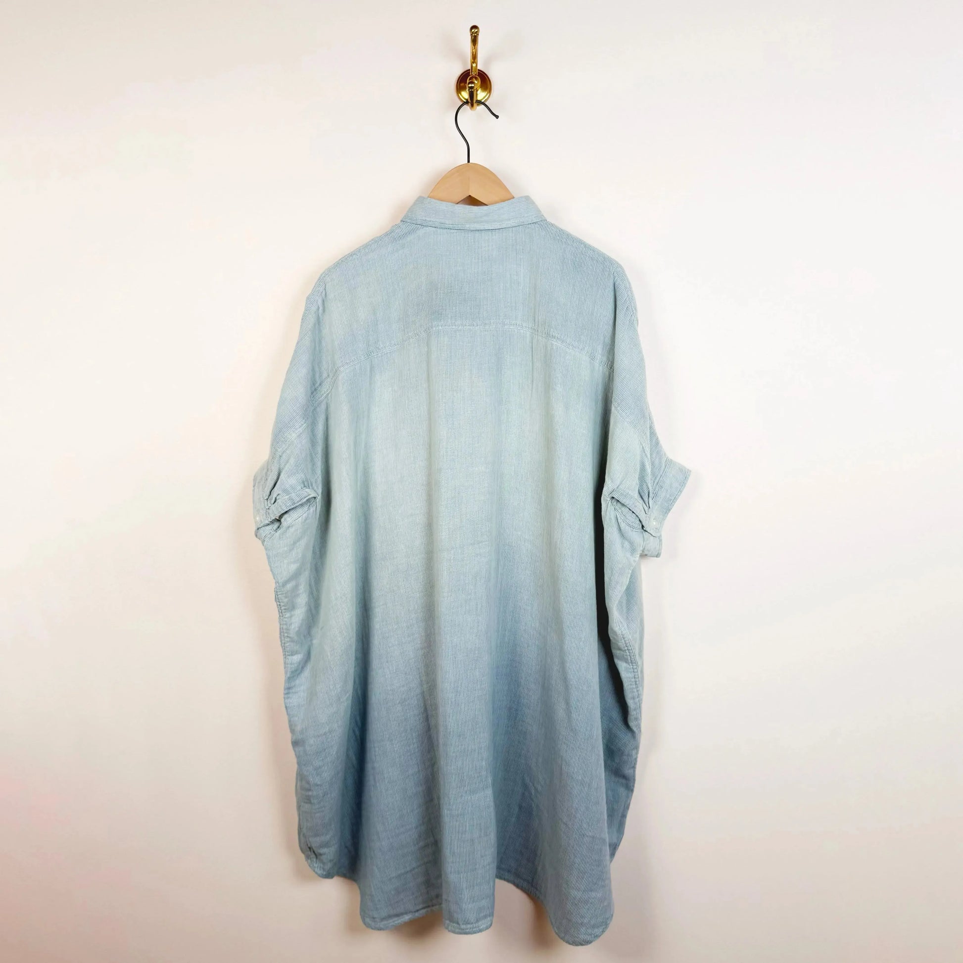 Oversized Cuffed Shirtdress in Indigo Stripe-Dresses-Denimist-eugenienewport