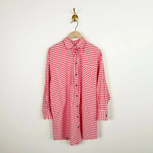 Oversized Tunic Shirtdress in Red Gingham-Pants-KasMaria-eugenienewport