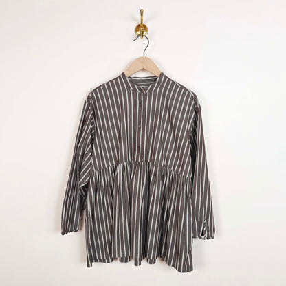 Penny Top in Bark / Natural Stripe Japanese Cotton