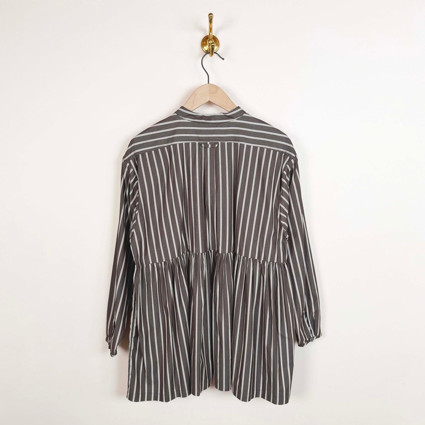 Penny Top in Bark / Natural Stripe Japanese Cotton