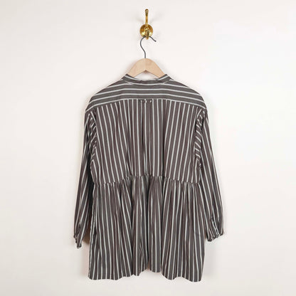 Penny Top in Bark / Natural Stripe Japanese Cotton