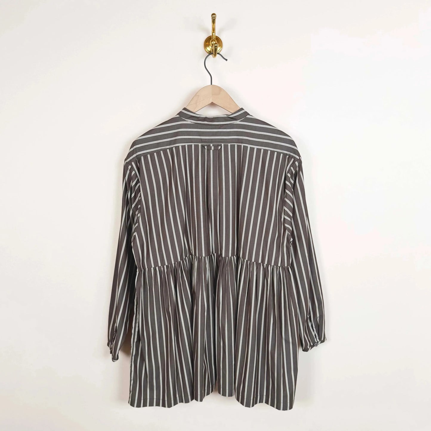 Penny Top in Bark / Natural Stripe Japanese Cotton-Tops-Cawley-eugenienewport