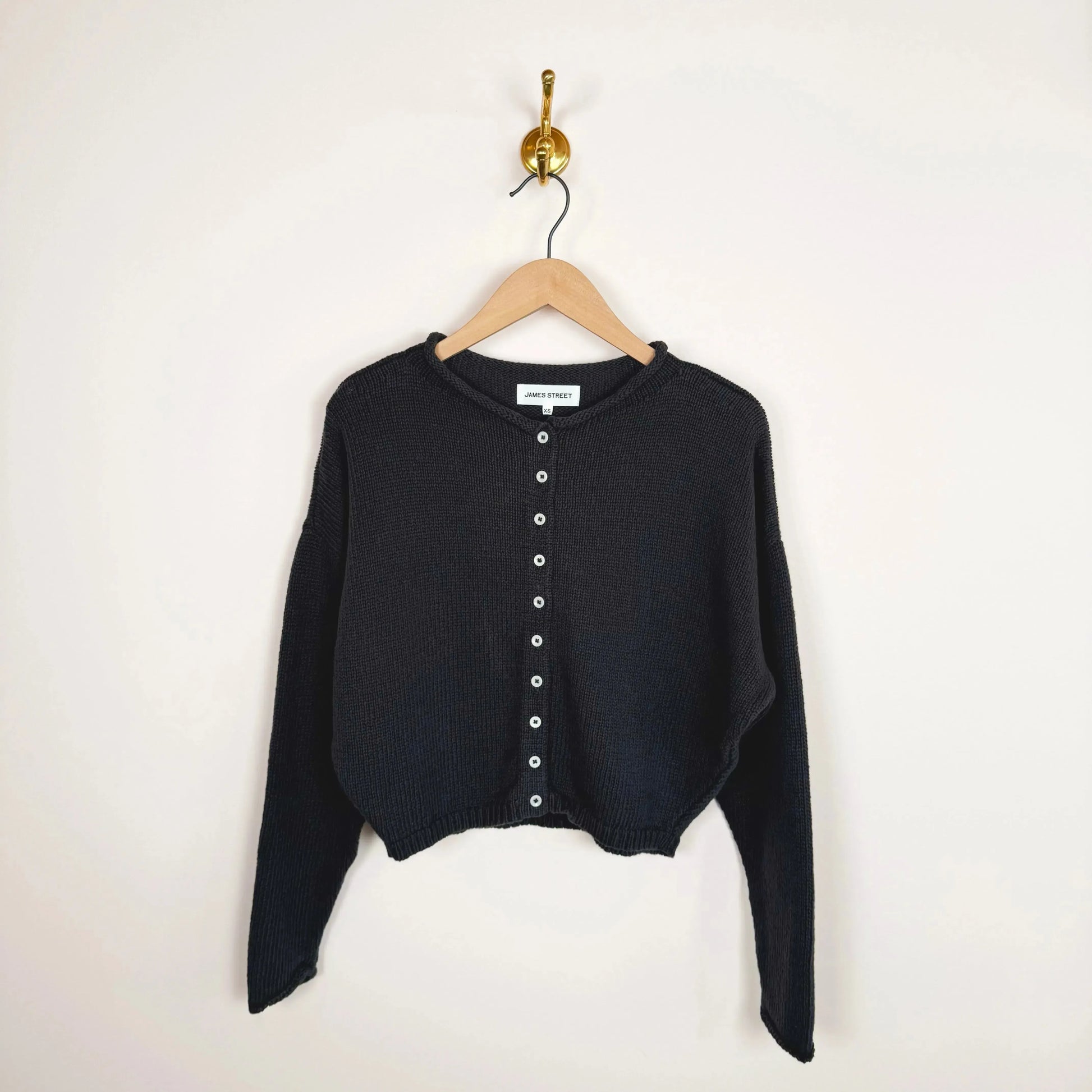 Peri Shrunken Cardigan in Washed Black-Sweaters-James Street-eugenienewport