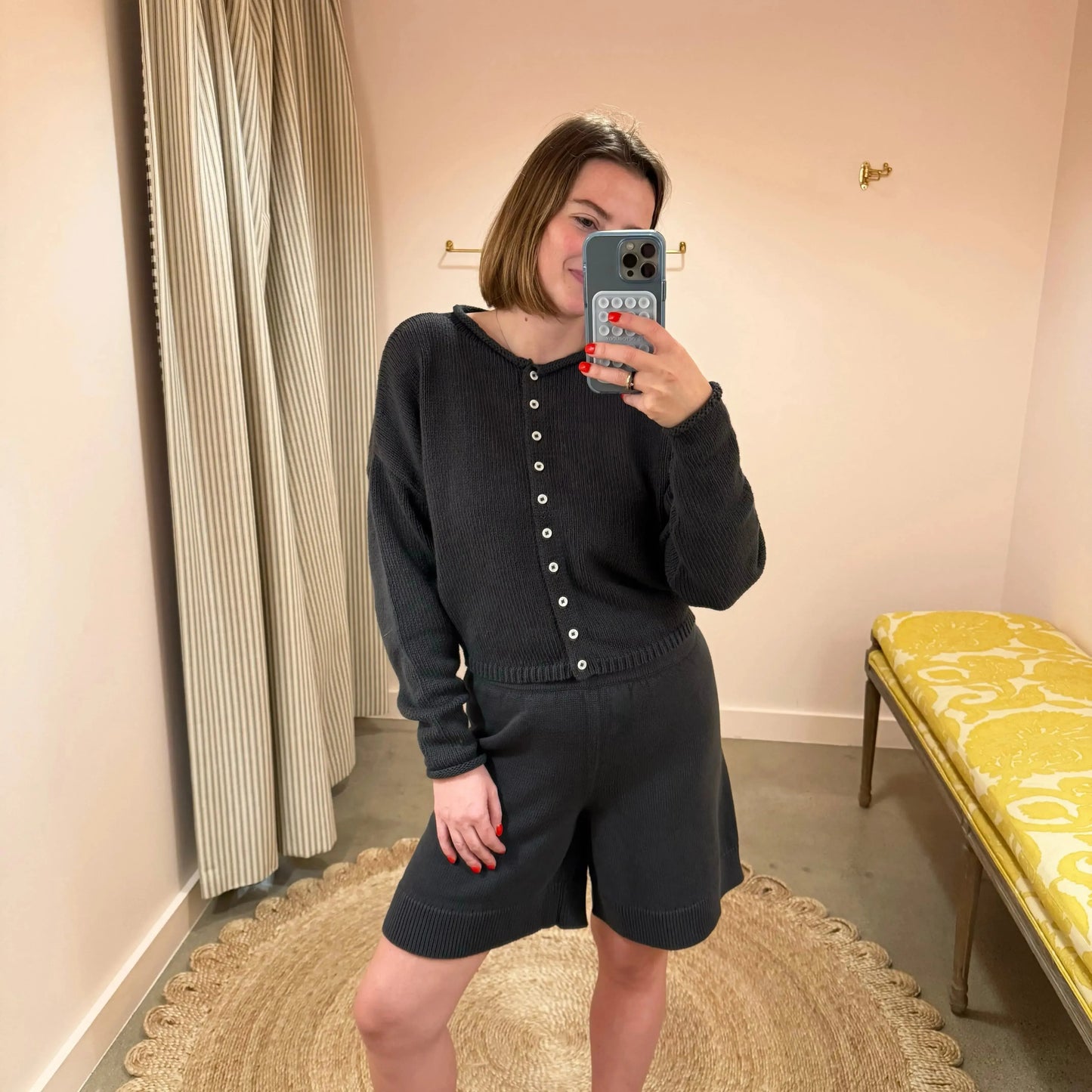 Peri Shrunken Cardigan in Washed Black-Sweaters-James Street-eugenienewport