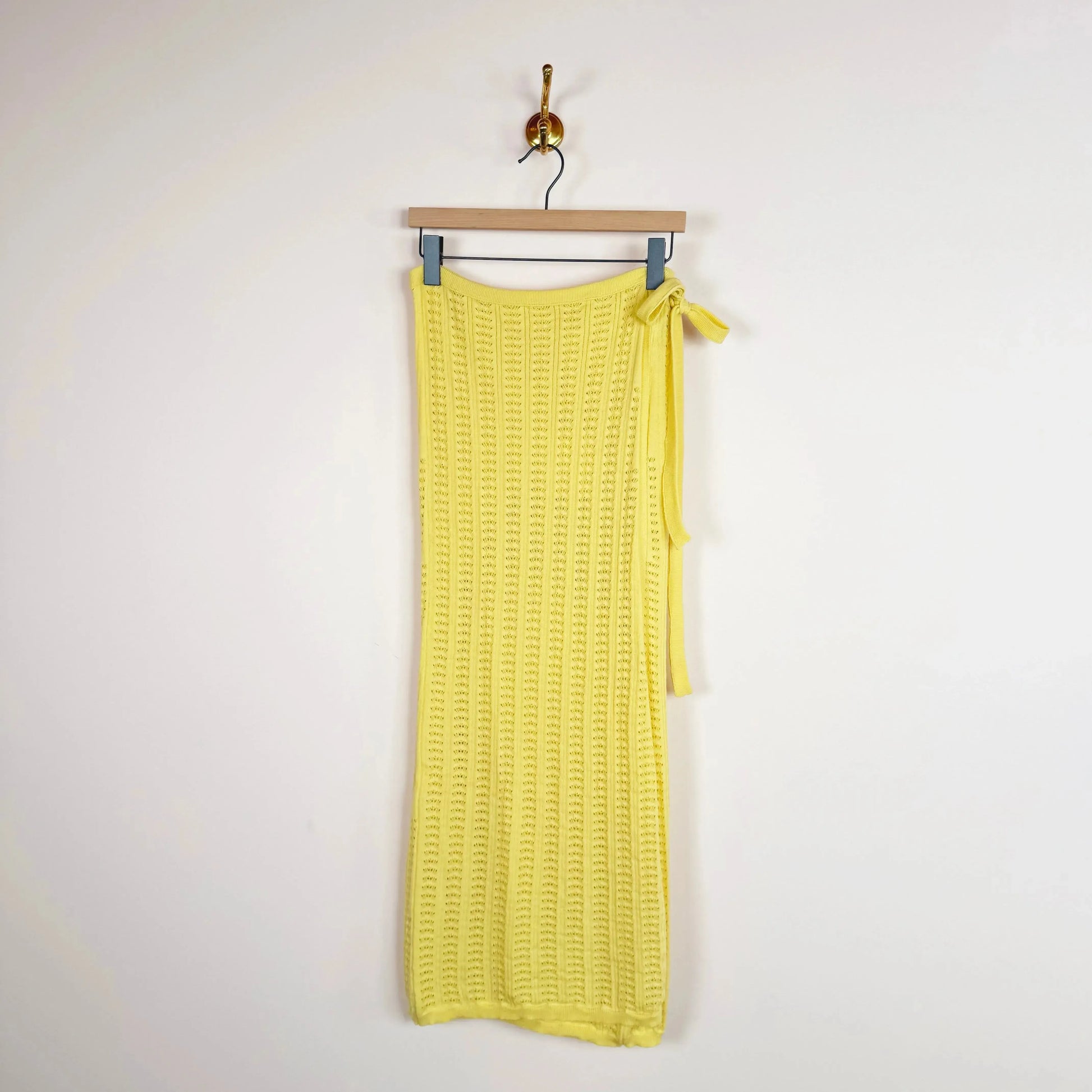 Pointelle Wrap Skirt in Lemon-Skirts-Cawley-eugenienewport