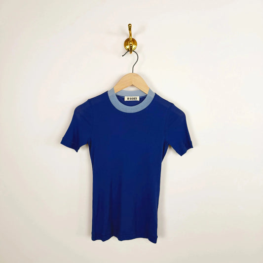 Ringer Tee in Bright Blue/Light Blue-T-Shirts-B Sides-eugenienewport