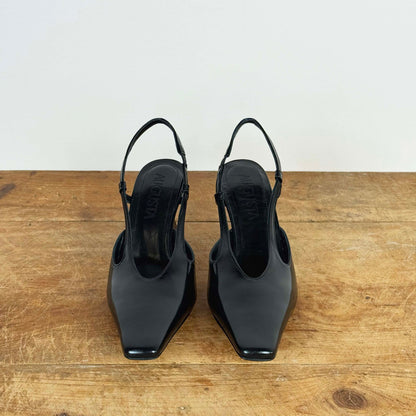 Rose Sling-Back in Black Leather