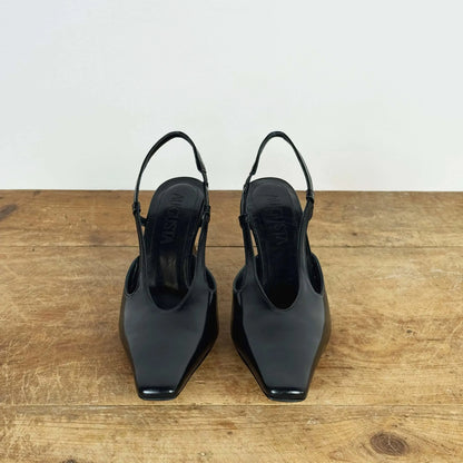 Rose Sling-Back in Black Leather-Shoes-Augusta-eugenienewport