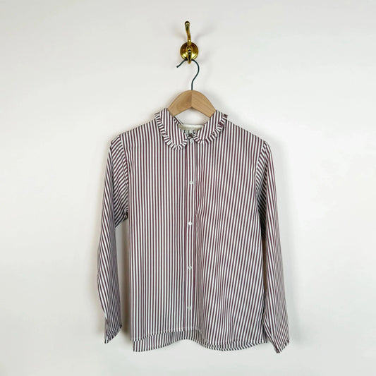 Ruffle Happy Shirt in Burgundy Stripe-Tops-Eleph-eugenienewport