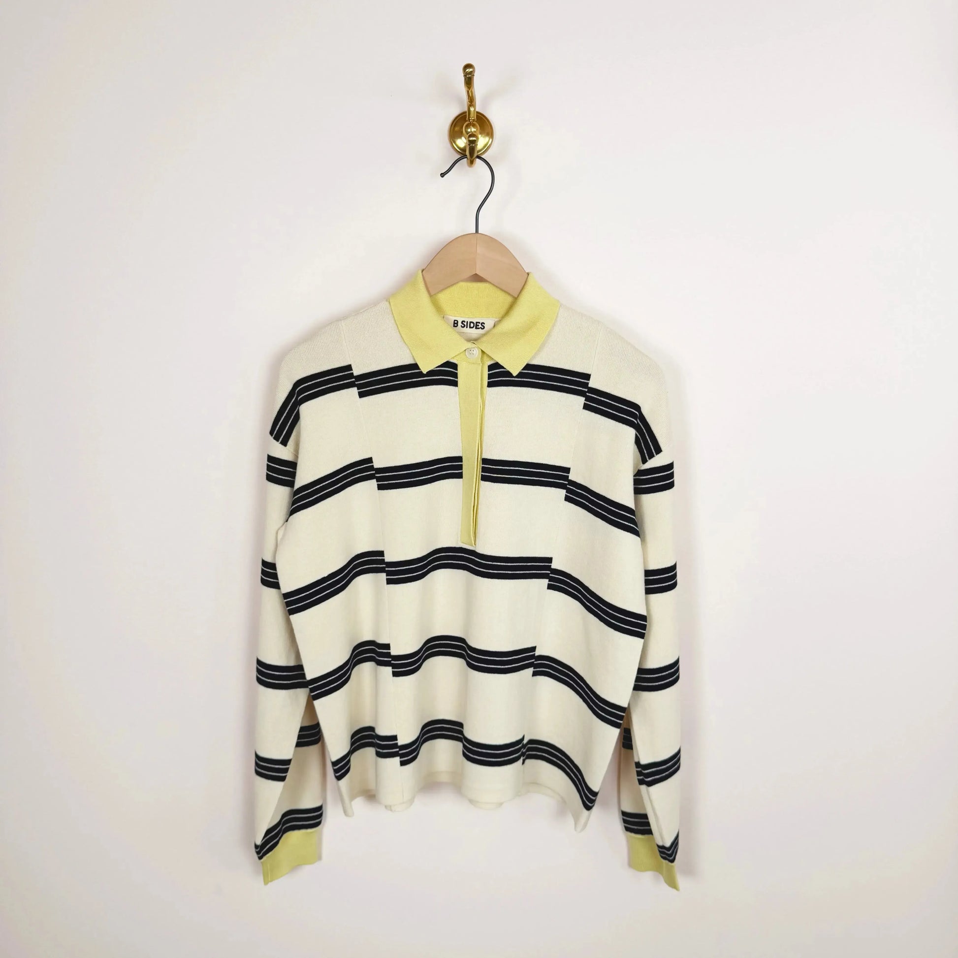 Rugby Polo in White/Navy/Yellow-Tops-B Sides-eugenienewport