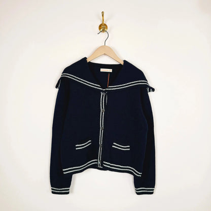 Sailor Cardigan in Navy with White Stripes-Sweaters-&Daughter-eugenienewport