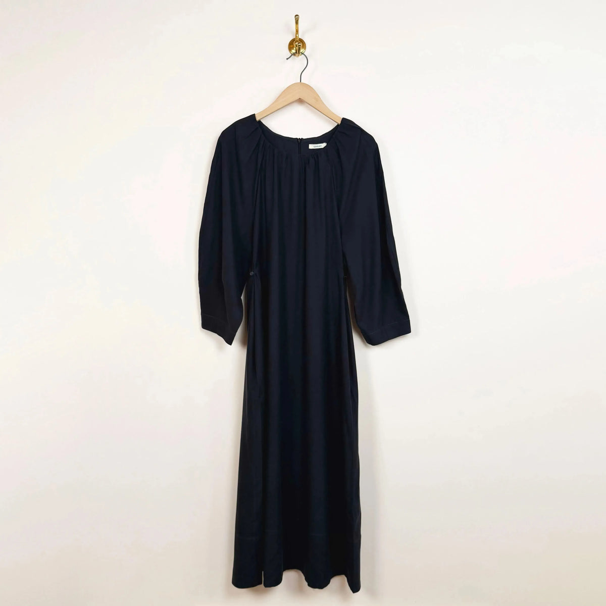 Sandwashed Silk Long Tilda Dress in Black-Dresses-Cawley-eugenienewport