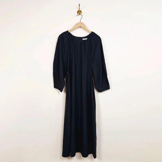 Sandwashed Silk Long Tilda Dress in Black-Dresses-Cawley-eugenienewport