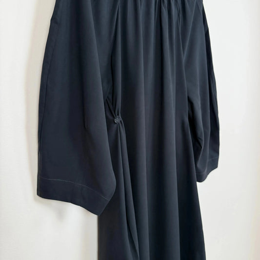 Sandwashed Silk Long Tilda Dress in Black-Dresses-Cawley-eugenienewport