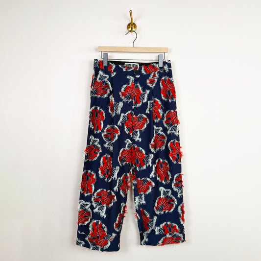 Say Cotton Pants in Red Navy Birdy