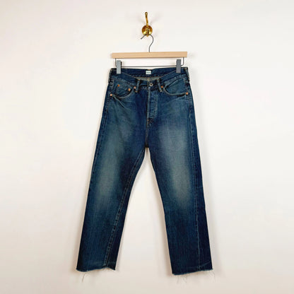 Selvedge Denim Used Ankle Cut in Dark Vintage-Denim-Chimala-eugenienewport
