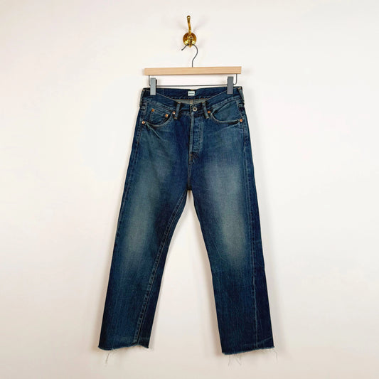 Selvedge Denim Used Ankle Cut in Dark Vintage-Denim-Chimala-eugenienewport