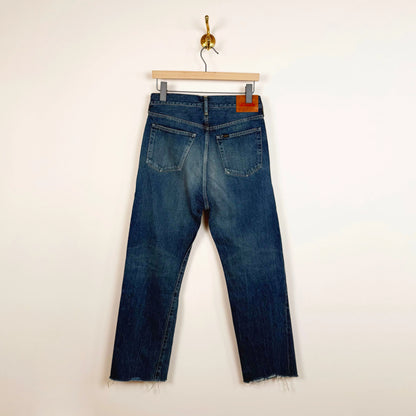 Selvedge Denim Used Ankle Cut in Dark Vintage-Denim-Chimala-eugenienewport
