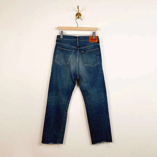 Selvedge Denim Used Ankle Cut in Dark Vintage-Denim-Chimala-eugenienewport