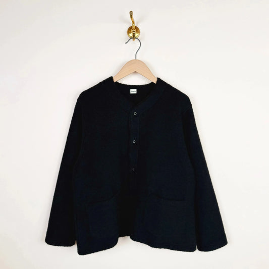 Unisex Sheep Pile Snap Cardigan in Black-Jackets-Chimala-eugenienewport
