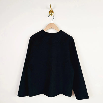 Unisex Sheep Pile Snap Cardigan in Black-Jackets-Chimala-eugenienewport