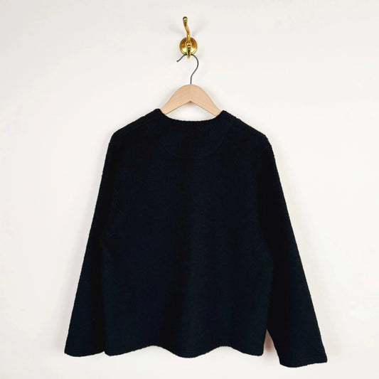 Unisex Sheep Pile Snap Cardigan in Black-Jackets-Chimala-eugenienewport