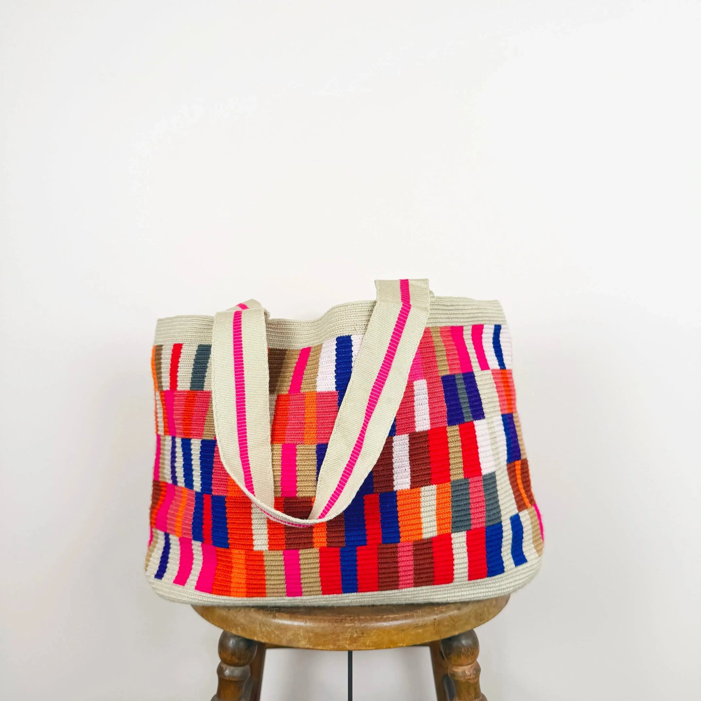 Shopping Bag in Pink & Beige-Accessories-Guanabana-eugenienewport