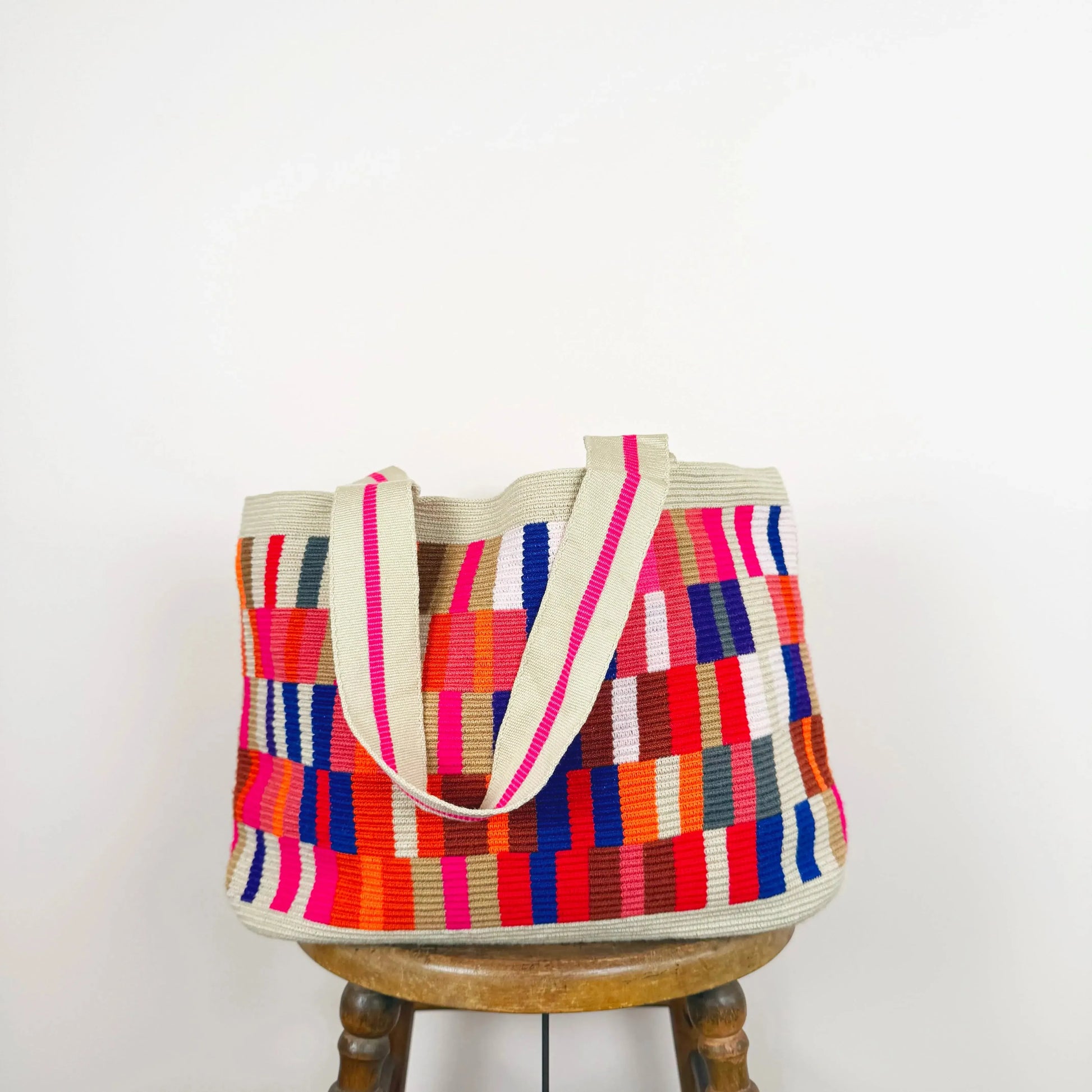 Shopping Bag in Pink & Beige-Accessories-Guanabana-eugenienewport