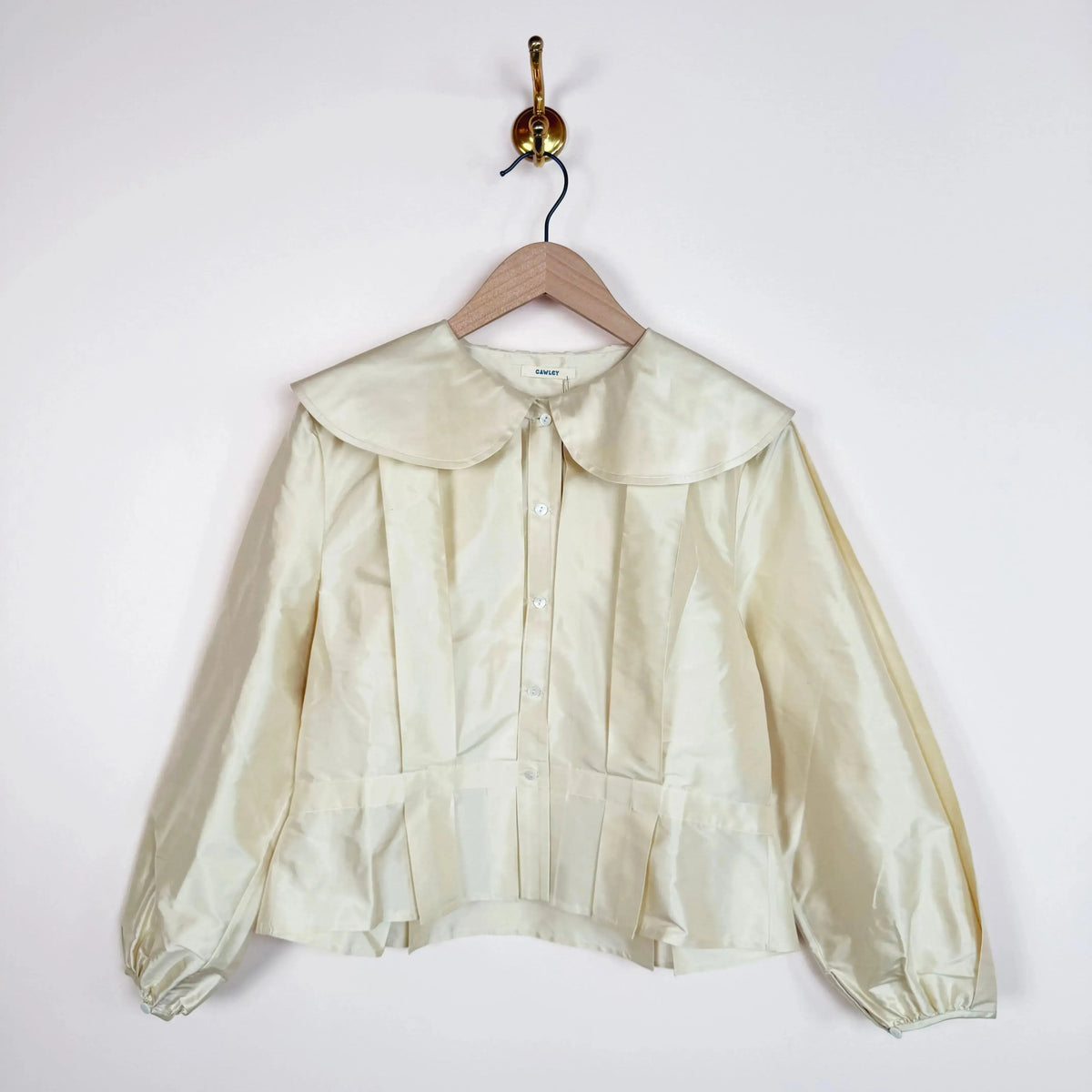 Silk Dupion Box Pleat Blouse in Ivory-Tops-Cawley-eugenienewport