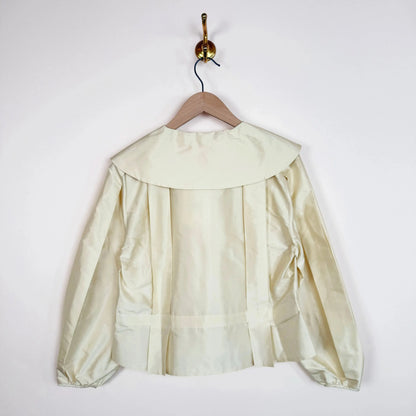 Silk Dupion Box Pleat Blouse in Ivory-Tops-Cawley-eugenienewport