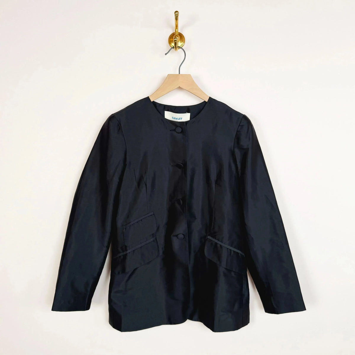 Silk Dupion Constance Jacket in Black-Jackets-Cawley-eugenienewport