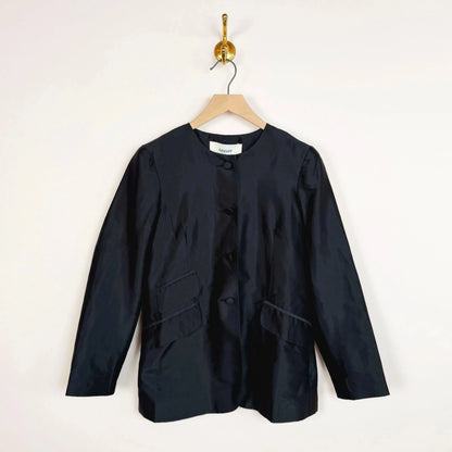Silk Dupion Constance Jacket in Black-Jackets-Cawley-eugenienewport