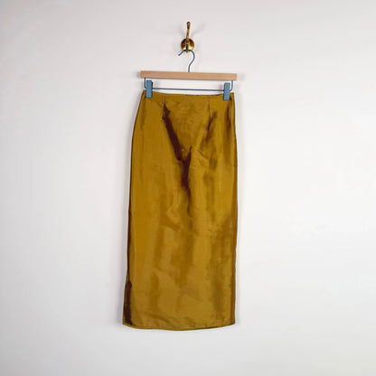Silk Dupion Sadie Skirt in Ochre-Skirts-Cawley-eugenienewport