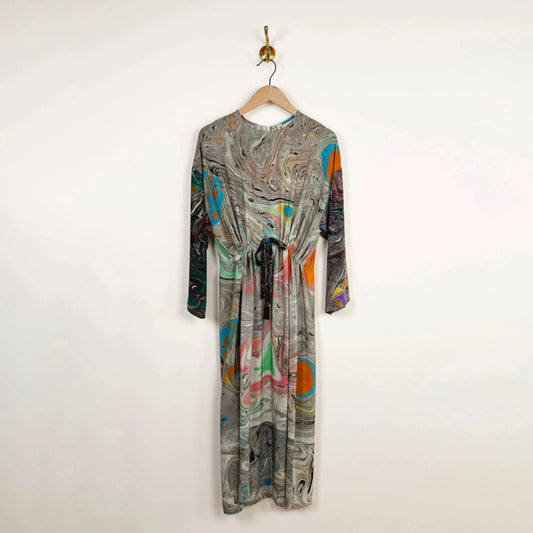 Simple Dress in Print CD Marbeling Pale-Dresses-Anntian-eugenienewport