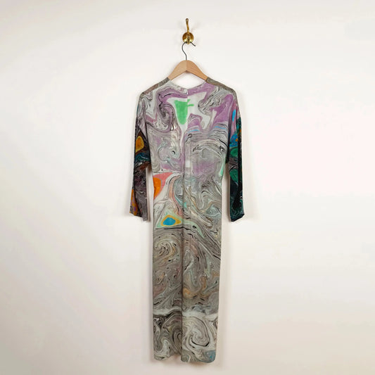 Simple Dress in Print CD Marbeling Pale-Dresses-Anntian-eugenienewport