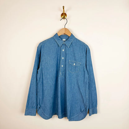 Slub Yarn Chambray Pullover Shirt-Tops-Chimala-eugenienewport