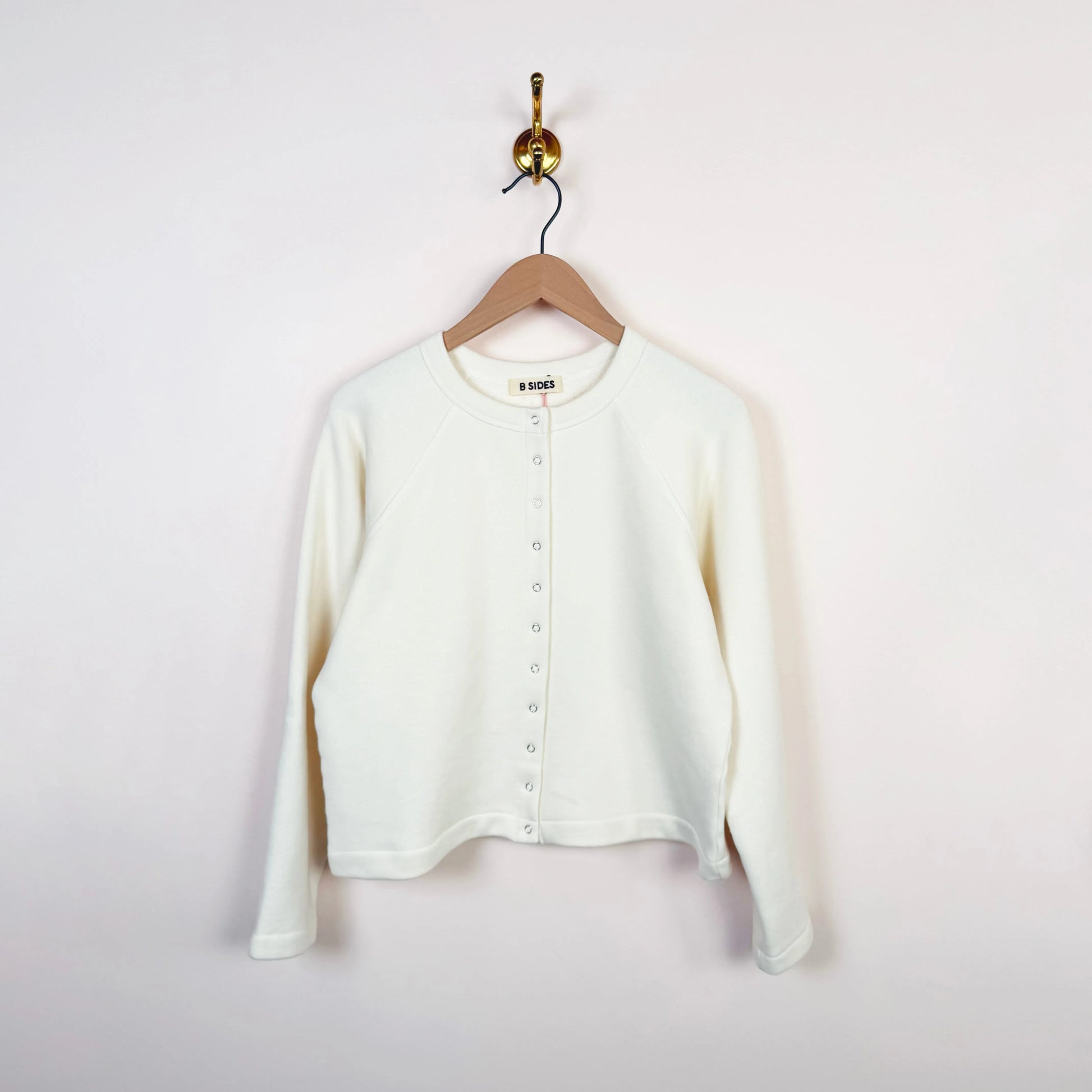 Snap Cardigan in Oyster-Sweaters-B Sides-eugenienewport