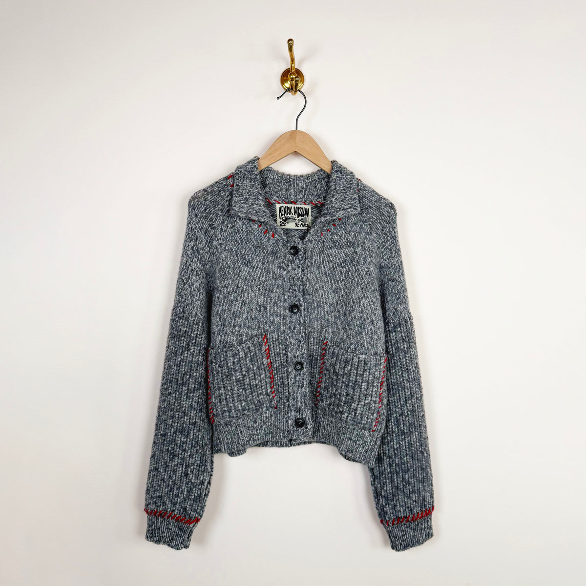 Stitch Cardigan in Red Grey Melange