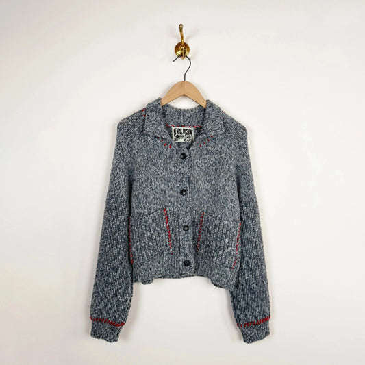 Stitch Cardigan in Red Grey Melange-Sweaters-Henrik Vibskov-eugenienewport