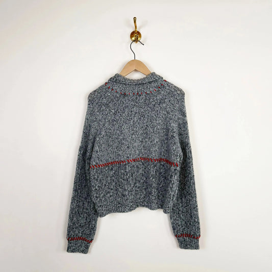 Stitch Cardigan in Red Grey Melange-Sweaters-Henrik Vibskov-eugenienewport