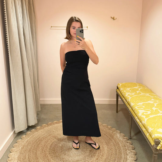 Strapless A-line Dress in Black-Dresses-Reyèm-eugenienewport