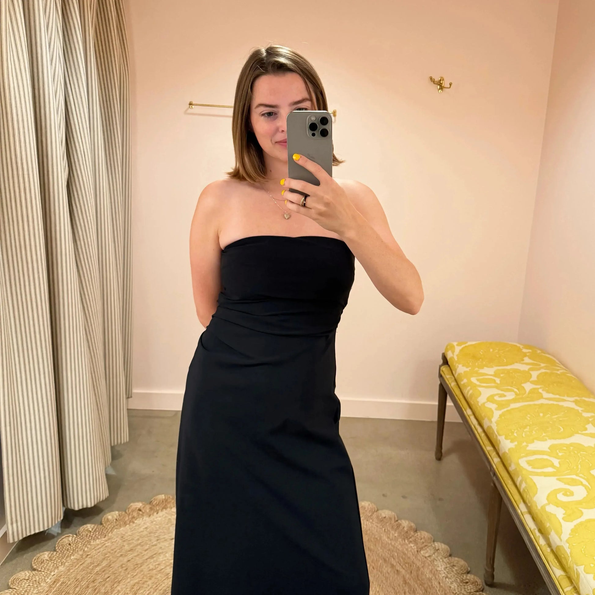 Strapless A-line Dress in Black-Dresses-Reyèm-eugenienewport